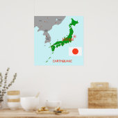 Poster Carte sismique du séisme au Japon (Cuisine)