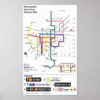 Poster Carte Skyway de Minneapolis
