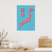Poster Carte stylisée du Japon (Cuisine)