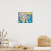 Poster Carte système American Airlines (Cuisine)