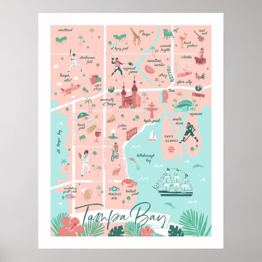 Poster Carte Tampa, 22"x28" (Devant)