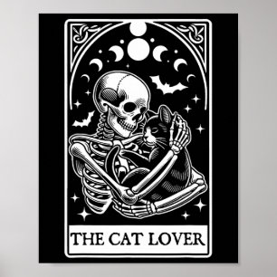 Poster Carte Tarot Amoureux des chats Skeleton Et Cat Tar