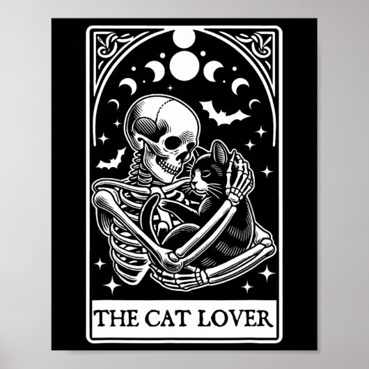 Poster Carte Tarot Amoureux des chats Skeleton Et Cat Tar (Devant)