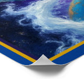 Poster Carte Tarot, le monde, en bleu profond (Coin)