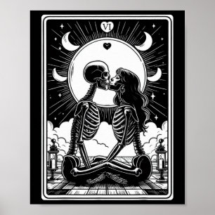 Poster Carte Tarot Les Amoureux Squelette Goth Halloween
