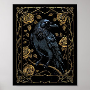 Poster Carte Tarot Raven vintage Gothique Wiccan Pagan Wi