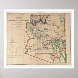 Poster Carte Territoire De L'Arizona 1876
