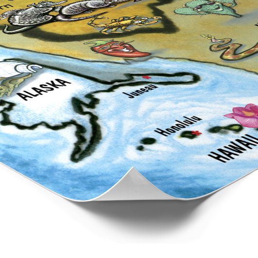 Poster Carte Texas USA (Coin)