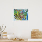 Poster Carte Texas USA (Cuisine)