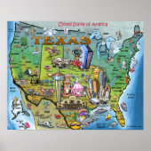 Poster Carte Texas USA (Devant)