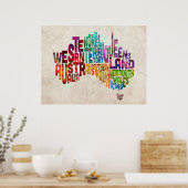 Poster Carte texte typographique Australie (Cuisine)