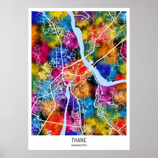 Poster Carte Thane Maharashtra (Devant)