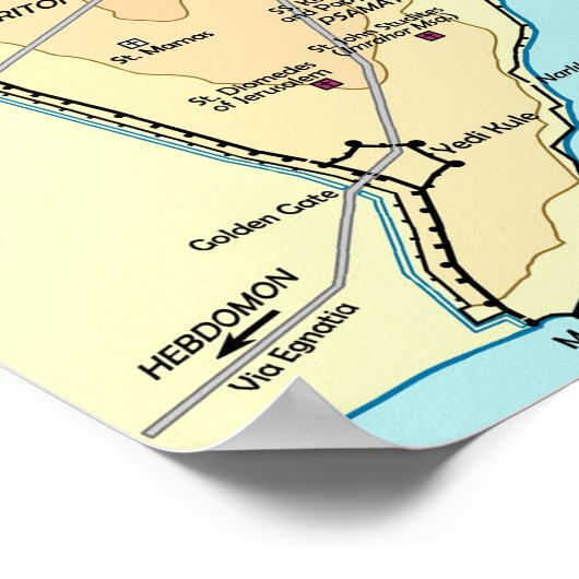 Poster Carte topographique de Constantinople Byzantine (Coin)