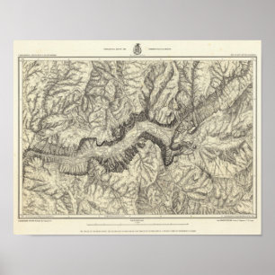 Poster Carte topographique de la vallée de Yosemite