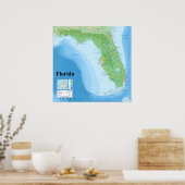 Poster Carte topographique de l'État américain de Floride (Cuisine)