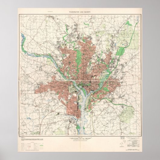 Poster Carte topographique de Washington, D.C. 1953 (Devant)