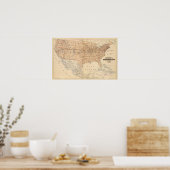 Poster Carte topographique des États-Unis (Cuisine)