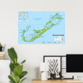 Poster Carte topographique des îles Bermudes Grande-Breta (Bureau à domicile)