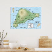 Poster Carte topographique détaillée de l'île de Pâques (Cuisine)