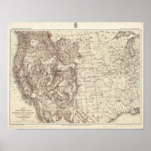 Poster Carte topographique du fleuve Mississippi
