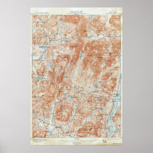 Poster Carte topographique du lac Schroon vintage New Yor
