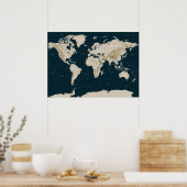 Poster Carte topographique du monde à Tan (Cuisine)