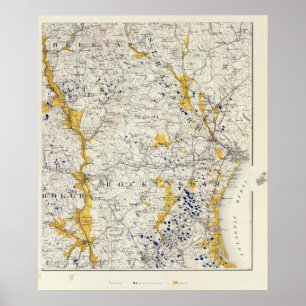 Poster Carte topographique et glaciaire du New Hampshire