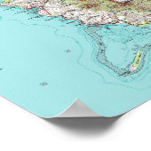 Poster Carte topographique vintage de Guam (Coin)