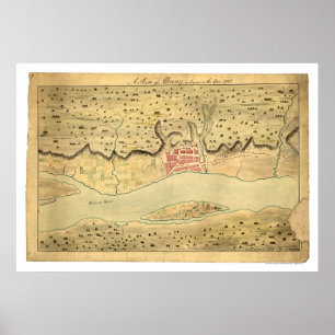 Poster Carte tôt 1758 d'Albany New York
