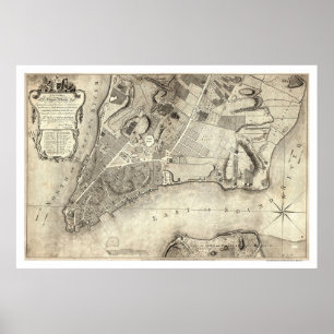 Poster Carte tôt 1776 de New York City