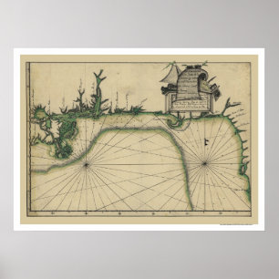 Poster Carte tôt 1784 de Côte du Golfe