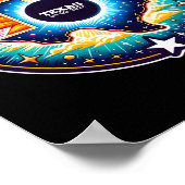 Poster Carte Total Éclipse Solaire 8 avril 2024 (Coin)