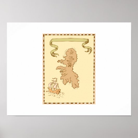 Poster Carte Treasure Island Tall Ship (Devant)