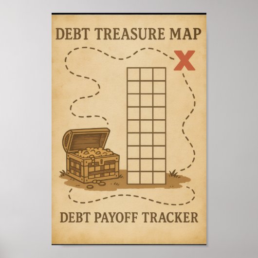 Poster Carte Trésor de Dette Planificateur de Rembourseme (Devant)
