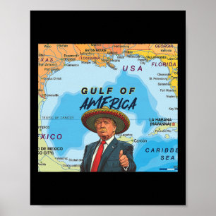 Poster Carte Trump Amérique du Golfe Mexique Le président