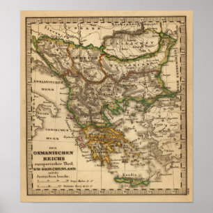 Poster Carte Turquie-Grèce