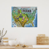 Poster Carte TX USA (Cuisine)