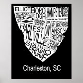Poster Carte typographique de Charleston (Devant)