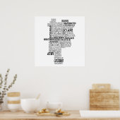 Poster Carte typographique noire de Co. Kildare, Irlande (Cuisine)