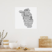 Poster Carte typographique noire de Co. Kilkenny, Irlande (Cuisine)