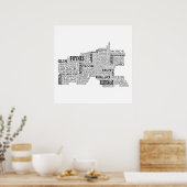 Poster Carte typographique noire de Co. Limerick, Irlande (Cuisine)