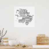 Poster Carte typographique noire de Co. Mayo, Irlande (Cuisine)