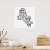 Poster Carte typographique noire de Co. Monaghan, Irlande (Cuisine)