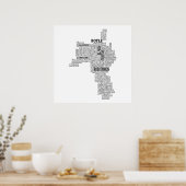 Poster Carte typographique noire de Co. Roscommon, Irland (Cuisine)