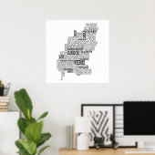 Poster Carte typographique noire de Co. Wexford, Irlande (Bureau à domicile)