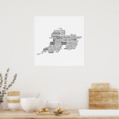 Poster Carte typographique noire du Comté de Clare, Irlan (Cuisine)