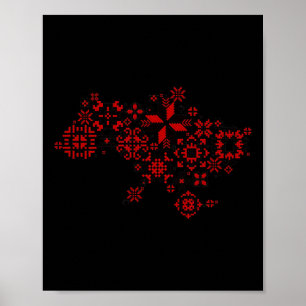 Poster Carte Ukraine - Broderie au fil - Broderie ukraini
