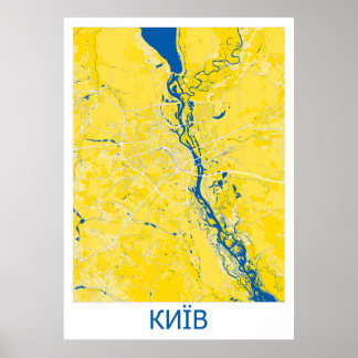 Poster Carte vectorielle détaillée de Kiev