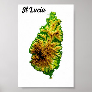 Poster Carte verte de l'affiche de Sainte-Lucie