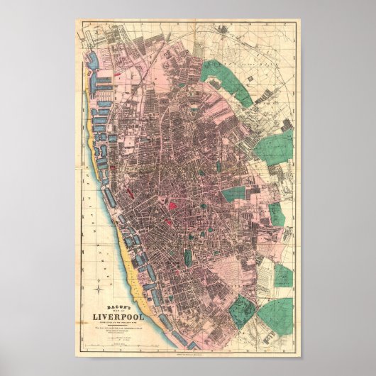 Poster Carte victorienne de Bacon de Liverpool 1890 (Devant)
